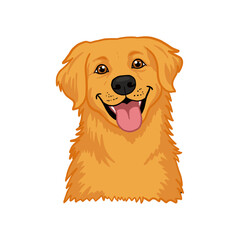 Smiling Golden Retriever Dog Head Cartoon with Tongue Out on Transparent Background