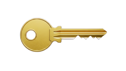 Golden Key Isolated on White Background