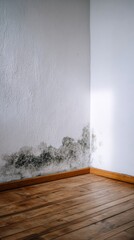 Mold growth in corner of apartment wall highlighting indoor environmental issues
