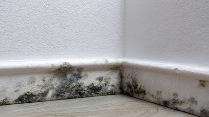 Mold growth in home interior wall corner - potential health hazard and maintenance issue