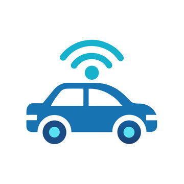 Connected car technology icon illustrating wireless communication and automotive innovation