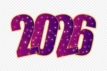 Vector illustration of New Year 2026 text on transparent background