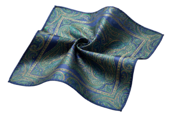 Paisley-patterned silk pocket square.