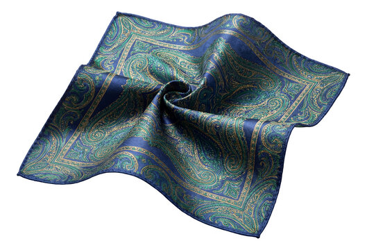 Paisley-patterned silk pocket square.