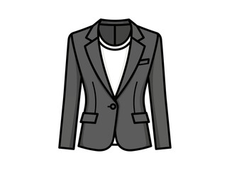 Gray womens blazer worn over a white shirt isolated on white