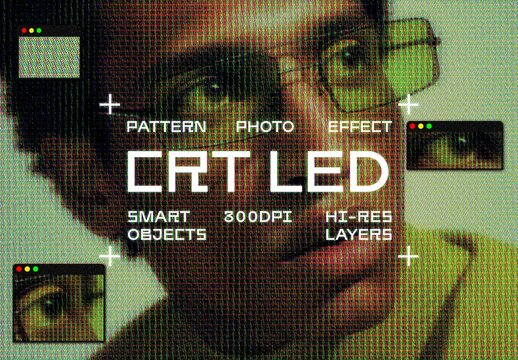 CRT LED Photo Effect Mockup
