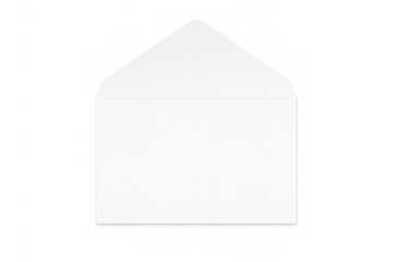White open envelope clean mock-up for mail, message, or business communication with transparent background