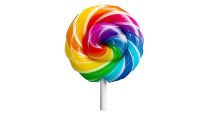 a sigle raibow colored lollipop
