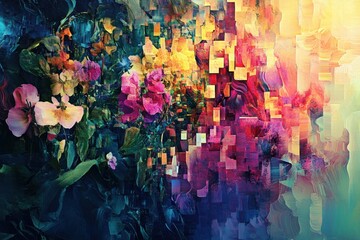 Dynamic abstract composition with explosive color blend