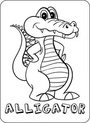 Naklejka premium Alligator ABC Animal Colouring Page