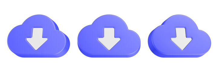 download cloud 3d rendering icon blue color
