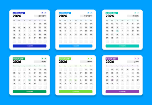 Modern Web Calendar 2026 UI Template Design
