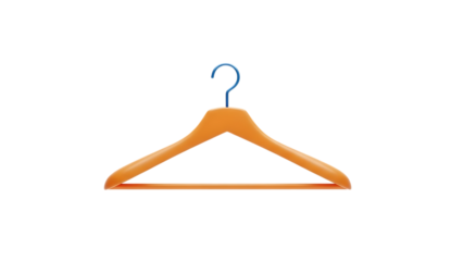 orange plastic clothes hanger with blue hook