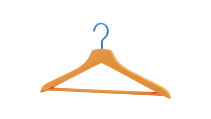 orange plastic clothes hanger with blue hook
