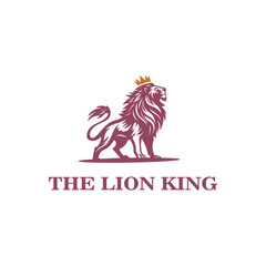 Fototapeta premium Lion King Crown Logo Vector Illustration