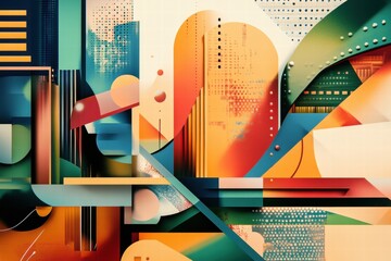 Geometric abstract still life with modern color blocks