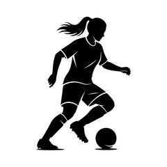 Obraz premium Soccer Player Dribbling Silhouette – Football Action Sports Vector Icon