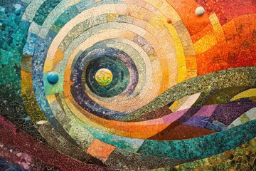 Abstract circular composition with bold color rings