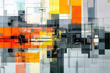Abstract geometric city grid with color blocks