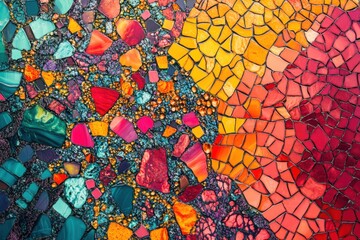 Abstract colorful mosaic with fractured geometry