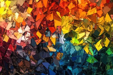 Abstract faceted surface with rainbow tones