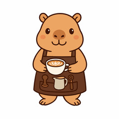 Cute Capybara Coffee Barista