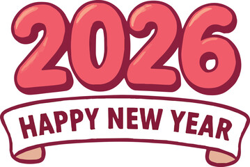 Pink Bubble 2026 Happy New Year Banner