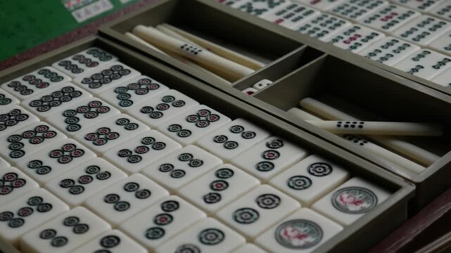 Chinese Mahjong Game Pieces Showing Pin and Suo Suits Close-up Detail
