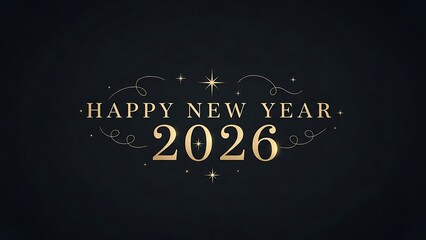 Obraz premium Dark Elegant Happy New Year 2026 Typography Background