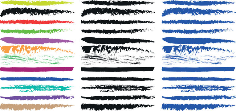 Bold Colorful and Black Grunge Line Templates Featuring Hand-Painted Brush line Elements and Distressed Vector Textures in white