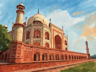 Fototapeta premium Jantar Mantar structures rendered in expressive brush textures