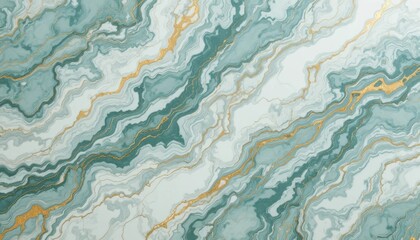 Beautiful marbled texture with green and gold patterns in a smooth design Generative AI