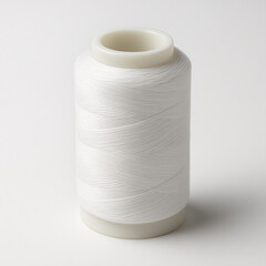 A single isolated roll of soft white cotton thread material resembles a clean domestic hygiene object or sanitary toilet paper roll for bathroom and restroom use