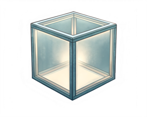 Geometric metal cube frame isolated on white background