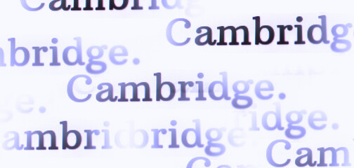 Fondo blanco con la palabra Cambridge repetida