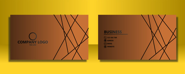 Elegant brown and black business card template with geometric abstract patterns and space for company logo and contact details.