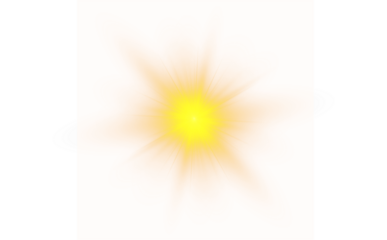 Bright golden yellow sunburst light effect vector illustration. Abstract explosion flare isolated on a clean white background with sparkling rays, perfect as a design graphic element, PNG