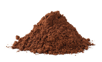 Pile of cocoa powder isolated on white