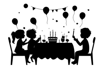 Celebration silhouette: capturing joyous birthday moments and the delight of anticipation.