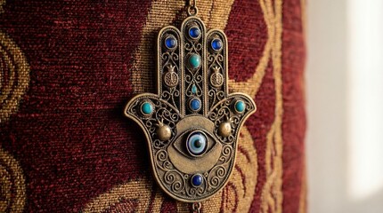 Hamsa hand amulet with intricate ornamental design