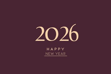 Obraz premium 2026 New Year Number Text Flat Typography Design. 2026 Happy New Year Background Design