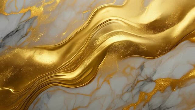 Soft Gold Shimmer Rippling Outward on Marble Tile in an Elegant Loop