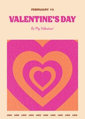 Valentine&rsquo;s Day greeting card in retro style. Invitation layout design with abstract heart. Vector illustration