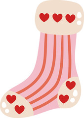 Valentines romantic heart love sock outfit vector cartoon illustration