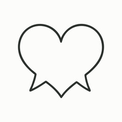 Minimalist flat vector of two speech bubbles forming a heart shape