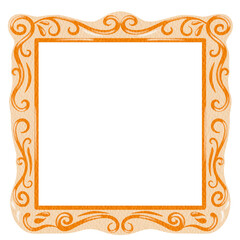 Elegant Decorative square Frame Vintage Ornate orange Frame. Orange Border Vintage Frame.