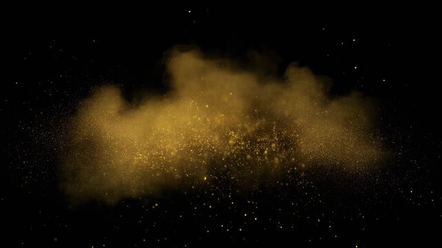 Soft Slow Motion Gold Spark Cloud Over Matte Black in Elegant Loop