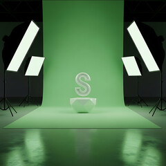 A calm outdoor scene showing green fields under a bright blue sky with soft clouds