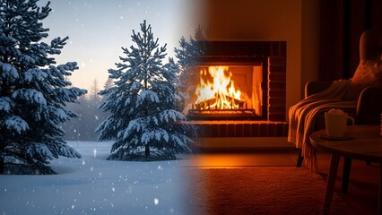 christmas tree with fireplace