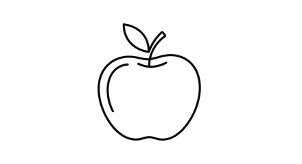 Fototapeta premium Minimalist line art icon of a fresh apple with a leaf and stem representing healthy eating Vector
